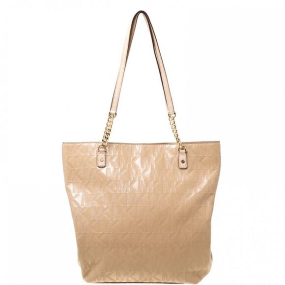 Michael Kors Jet Set Chain Tote Shoulder Bag Beige/Cream Monogram - Picture 1 of 10